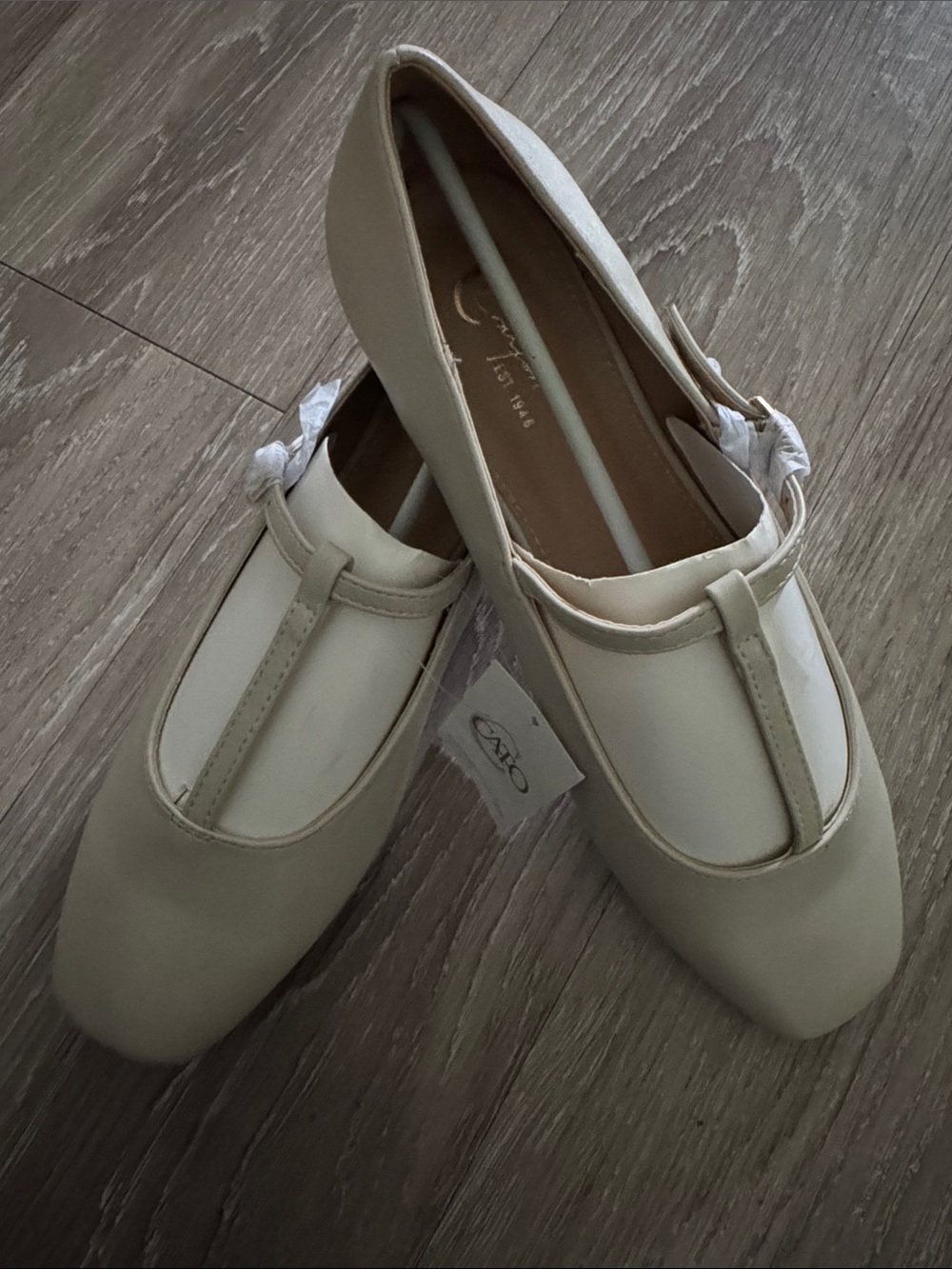 Cato Cream T-Strap Flats